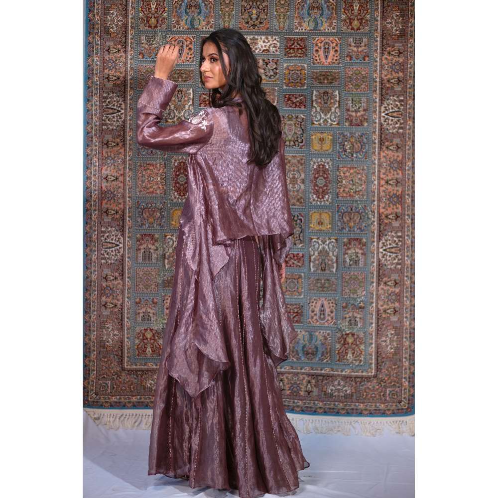 Kosha By Nilima Dark Purple Dreamy Hue Co-Ord (Set of 3)