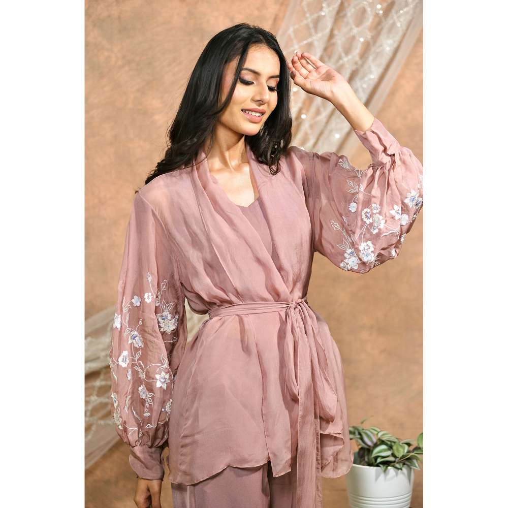 Kosha By Nilima Floral Mauve Cropped Jacket