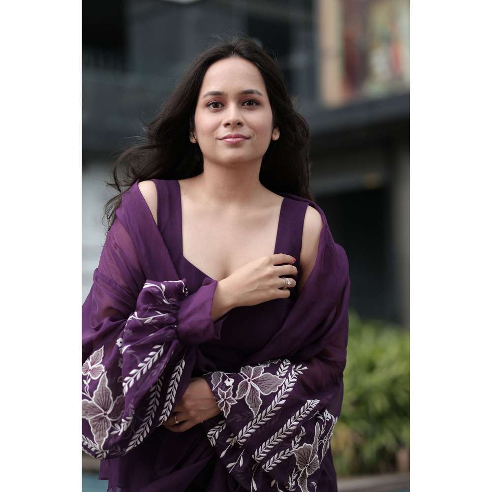Kosha By Nilima Floral Purple Cropped Jacket