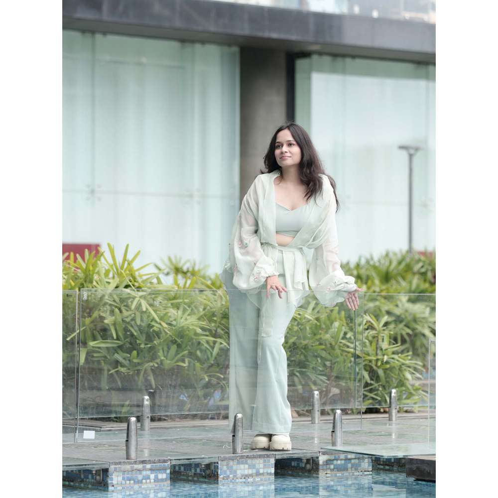 Kosha By Nilima Bloomed Mint Green Co-Ord (Set of 4)