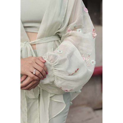 Kosha By Nilima Bloomed Mint Green Co-Ord (Set of 4)