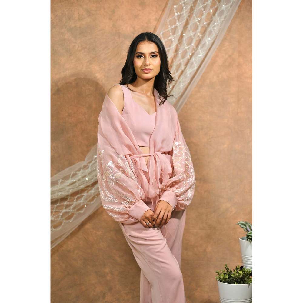 Kosha By Nilima Bloomed Peach Co-Ord (Set of 4)