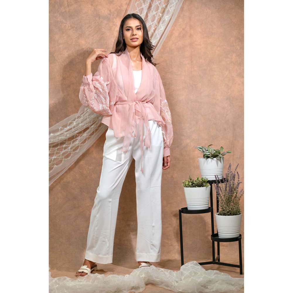 Kosha By Nilima Bloomed Peach Co-Ord (Set of 4)