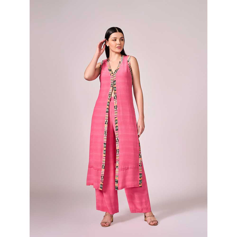 KOSWI Pink Kurta with Palazzo (Set of 2)