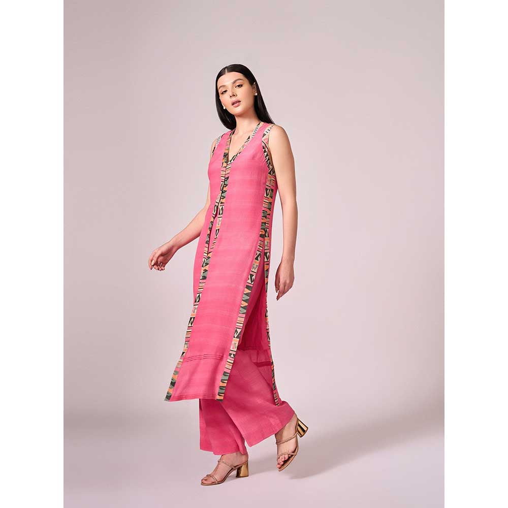 KOSWI Pink Kurta with Palazzo (Set of 2)