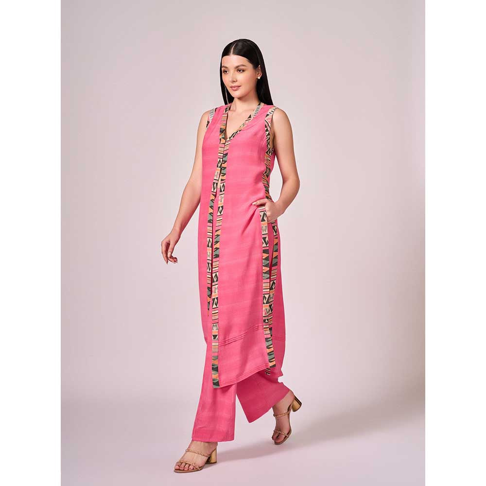 KOSWI Pink Kurta with Palazzo (Set of 2)