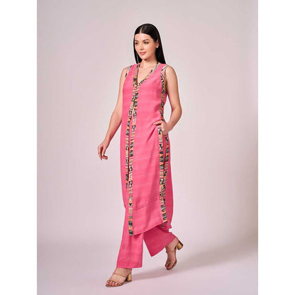 KOSWI Pink Kurta with Palazzo (Set of 2)