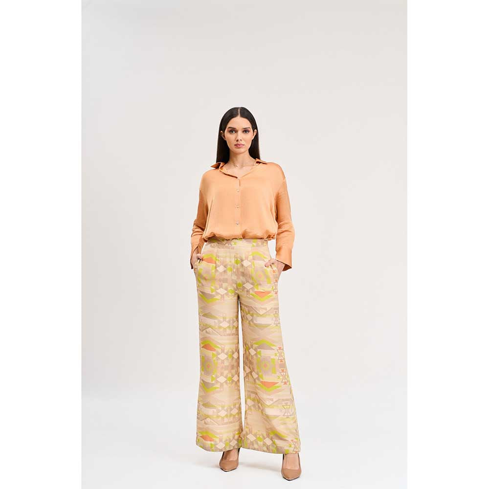 KOSWI Light Orange Colour Shirt and Pant (Set of 2)