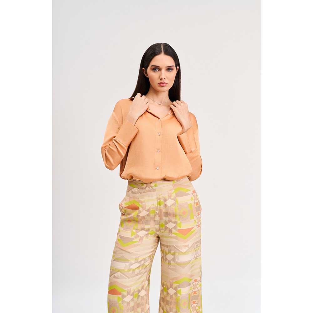 KOSWI Light Orange Colour Shirt and Pant (Set of 2)