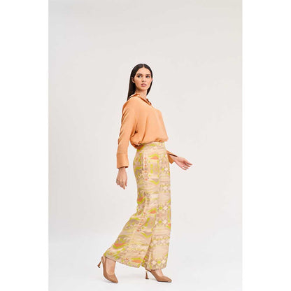 KOSWI Light Orange Colour Shirt and Pant (Set of 2)
