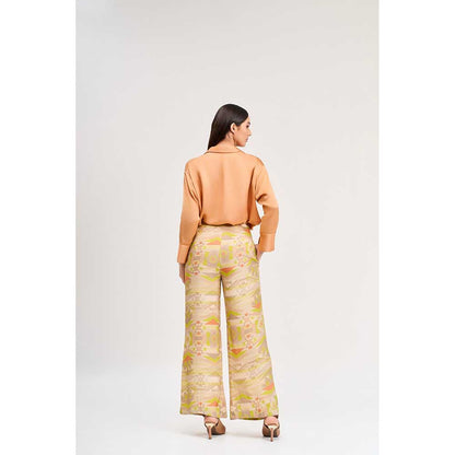 KOSWI Light Orange Colour Shirt and Pant (Set of 2)