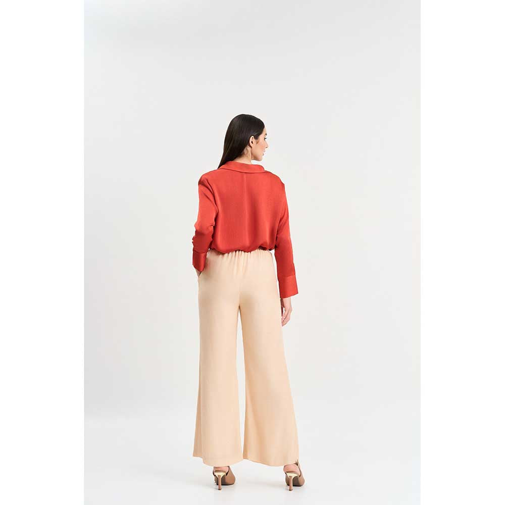 KOSWI Rust Colour Shirt with Pant (Set of 2)