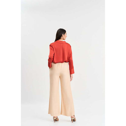 KOSWI Rust Colour Shirt with Pant (Set of 2)