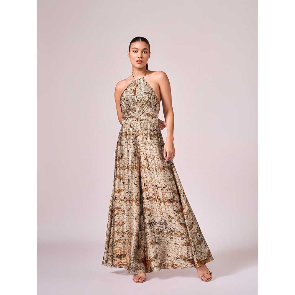 KOSWI Browns Abstract Print Jumpsuit