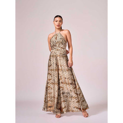 KOSWI Browns Abstract Print Jumpsuit