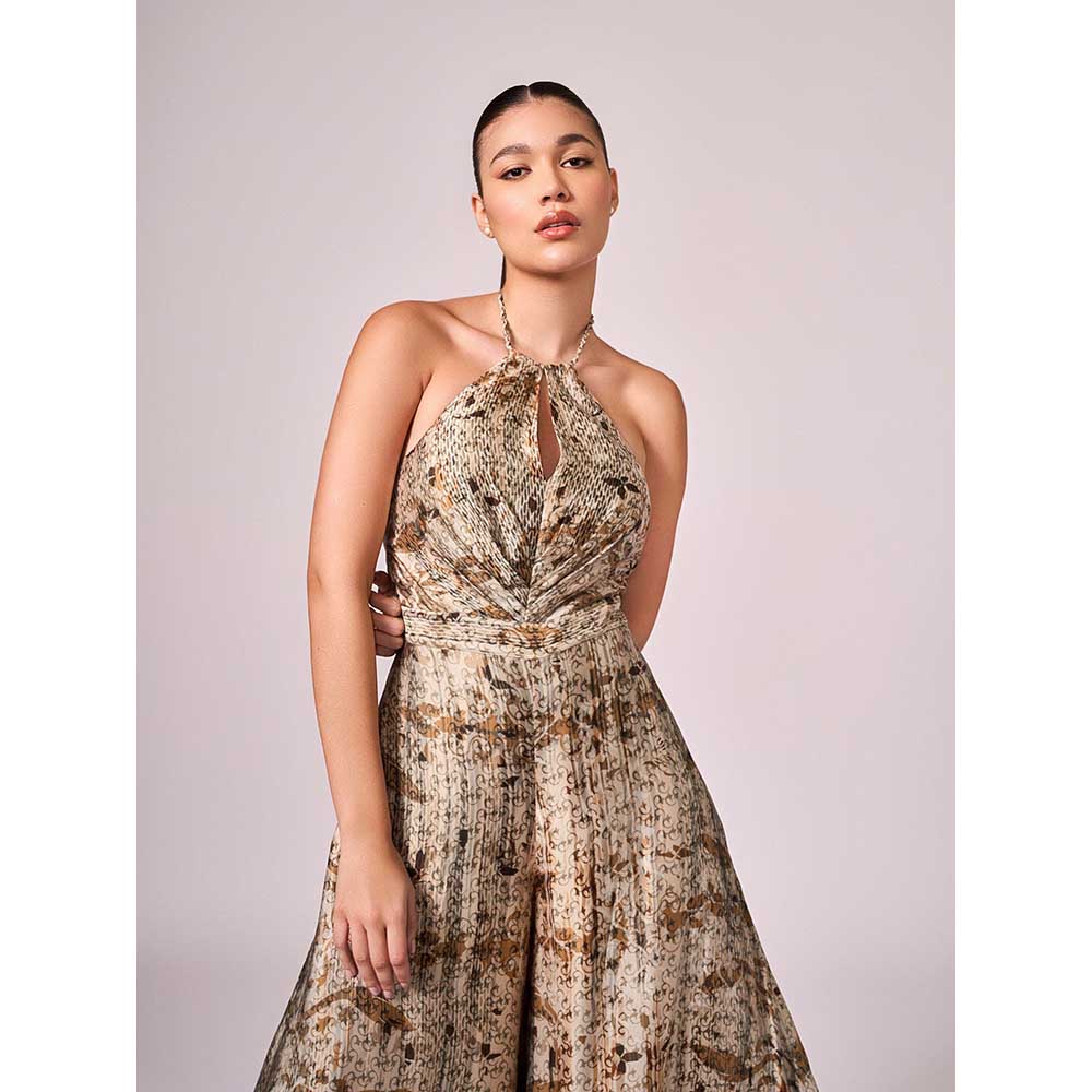 KOSWI Browns Abstract Print Jumpsuit