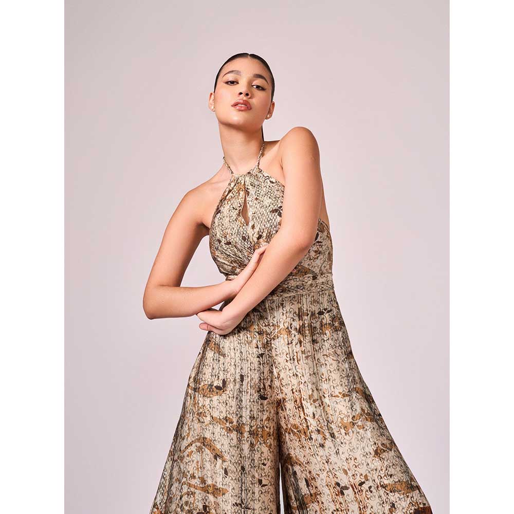 KOSWI Browns Abstract Print Jumpsuit