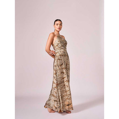 KOSWI Browns Abstract Print Jumpsuit