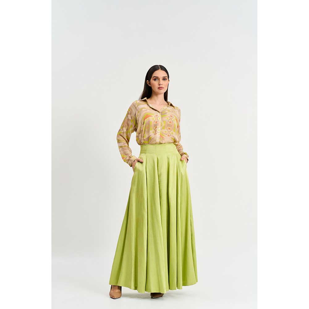 KOSWI Lime Green Colour Skirt