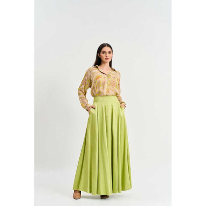 KOSWI Lime Green Colour Skirt