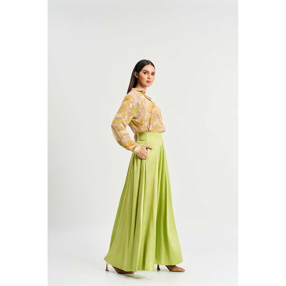 KOSWI Lime Green Colour Skirt