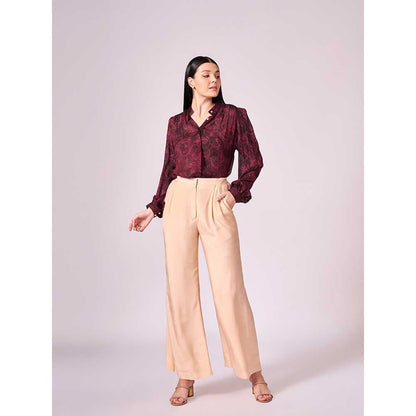 KOSWI Maroon Cherry Abstract Print Shirt