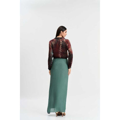 KOSWI Maroon Abstract Print Shirt