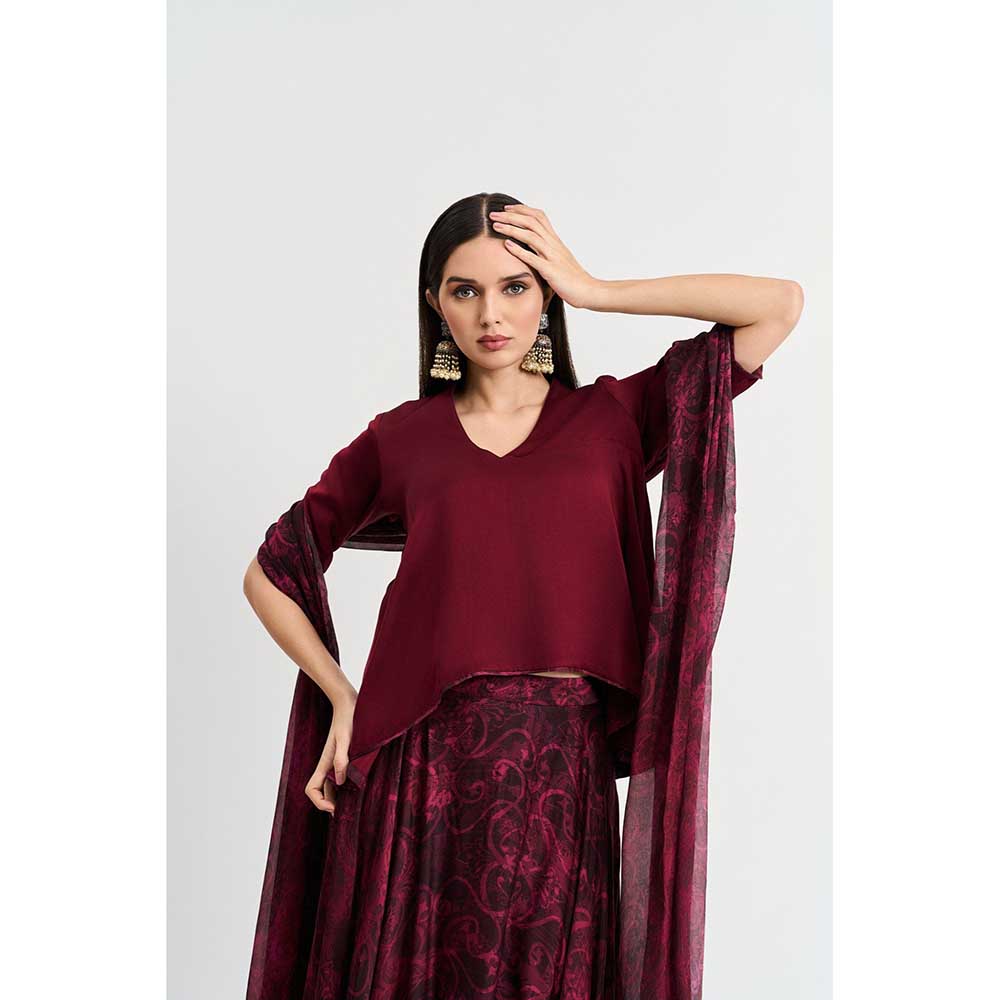 KOSWI Maroon Cherry Colour Top