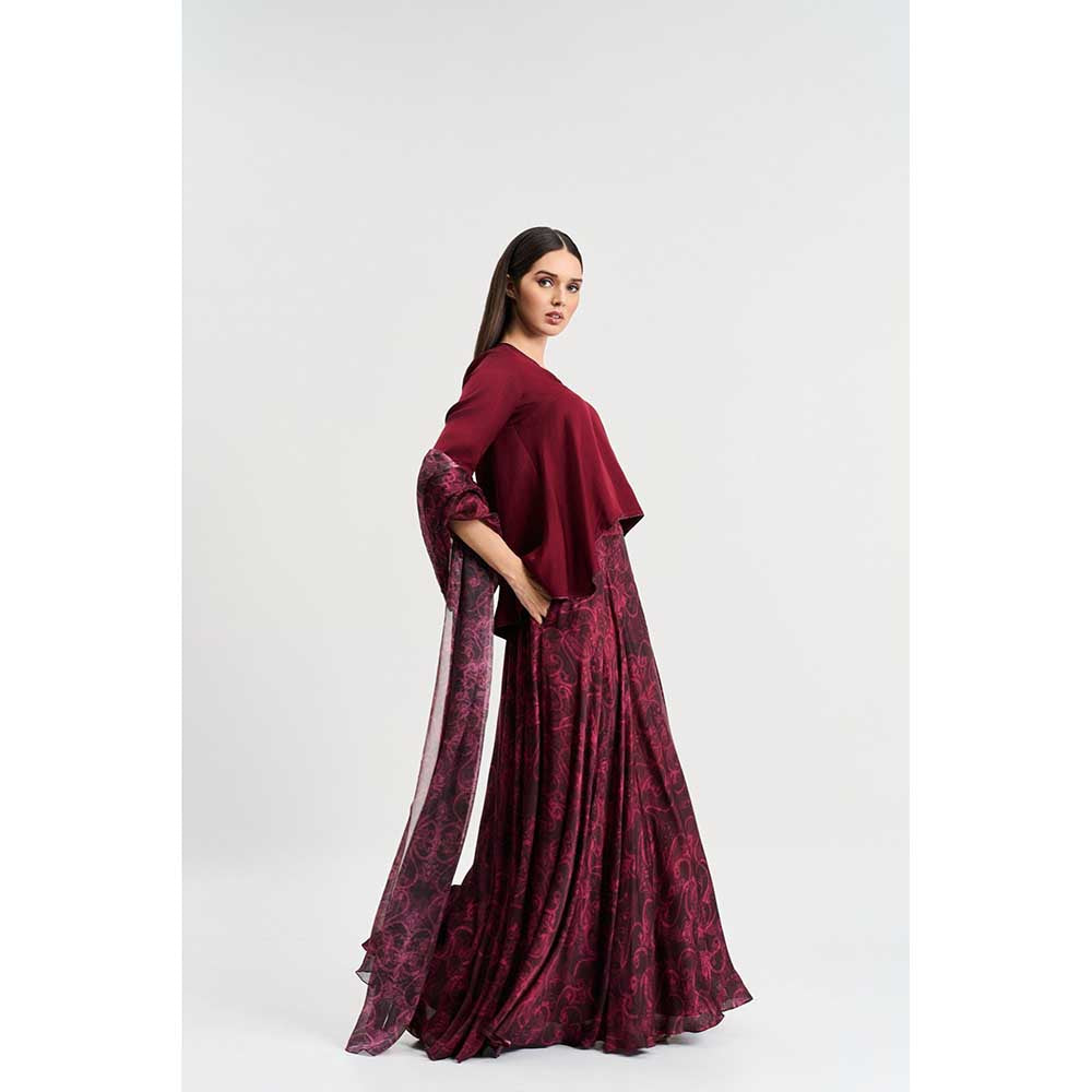 KOSWI Maroon Cherry Colour Top