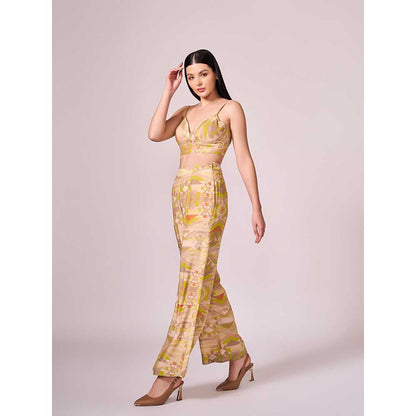 KOSWI Beige Geometric Print Wide Pant