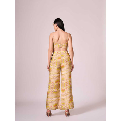 KOSWI Beige Geometric Print Wide Pant