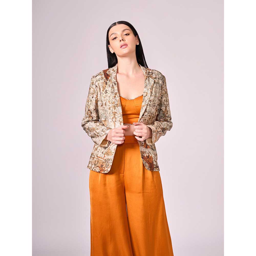 KOSWI Browns Abstract Floral Print Jacket