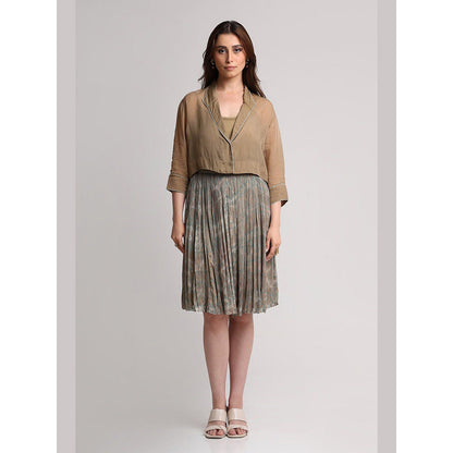 KOSWI Beige Tone Crop Shirt