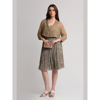 KOSWI Beige Tone Crop Shirt