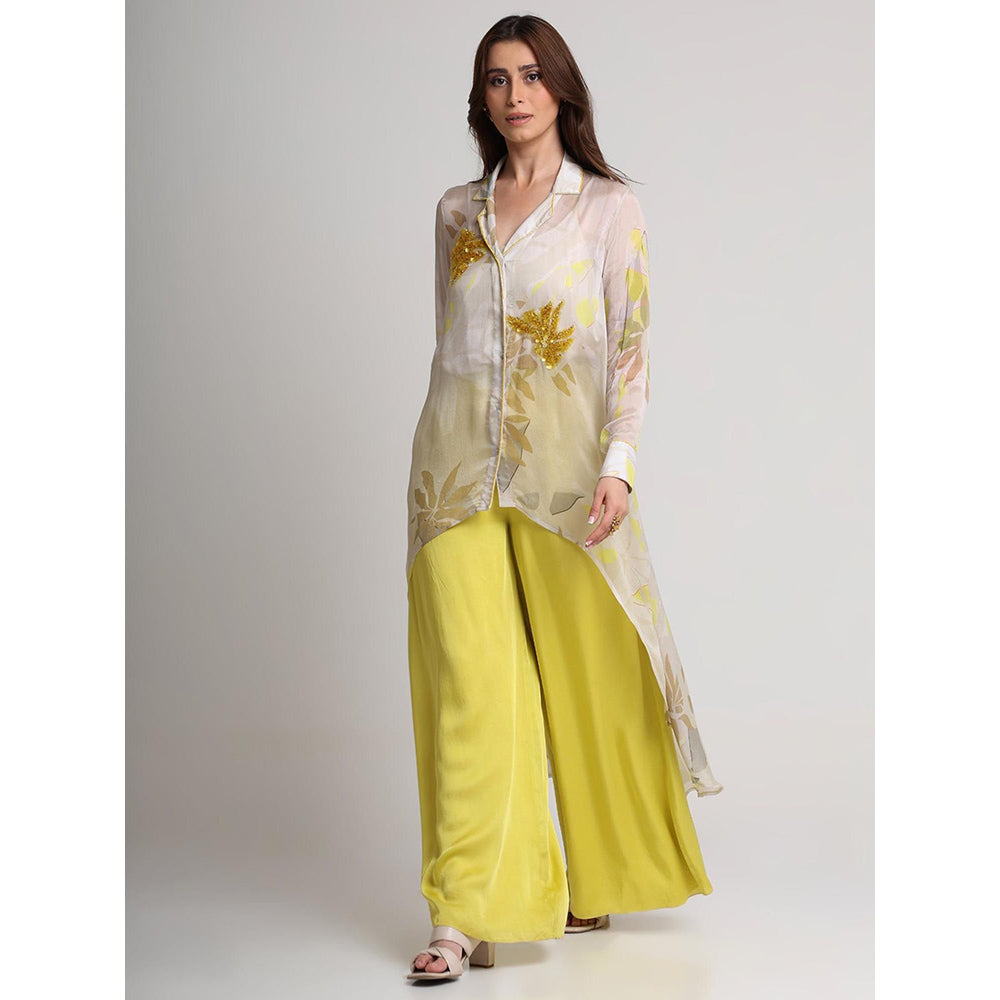 KOSWI Beige Neon Floral Print Shirt