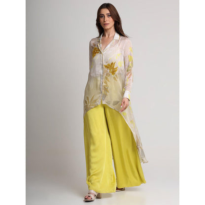 KOSWI Beige Neon Floral Print Shirt