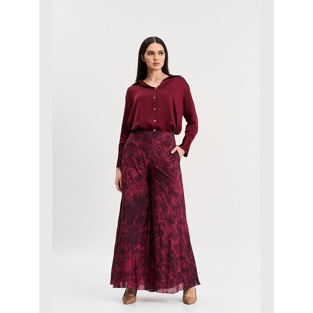 KOSWI Maroon Oversized Button Down Shirt