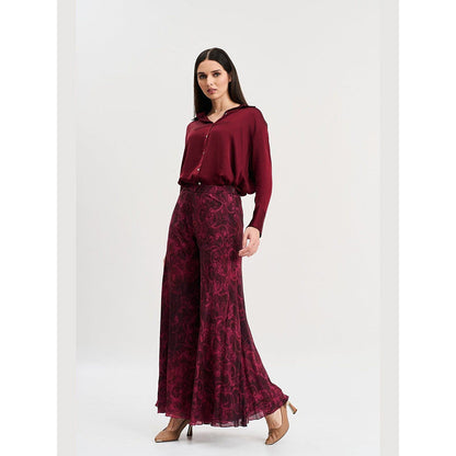 KOSWI Maroon Oversized Button Down Shirt