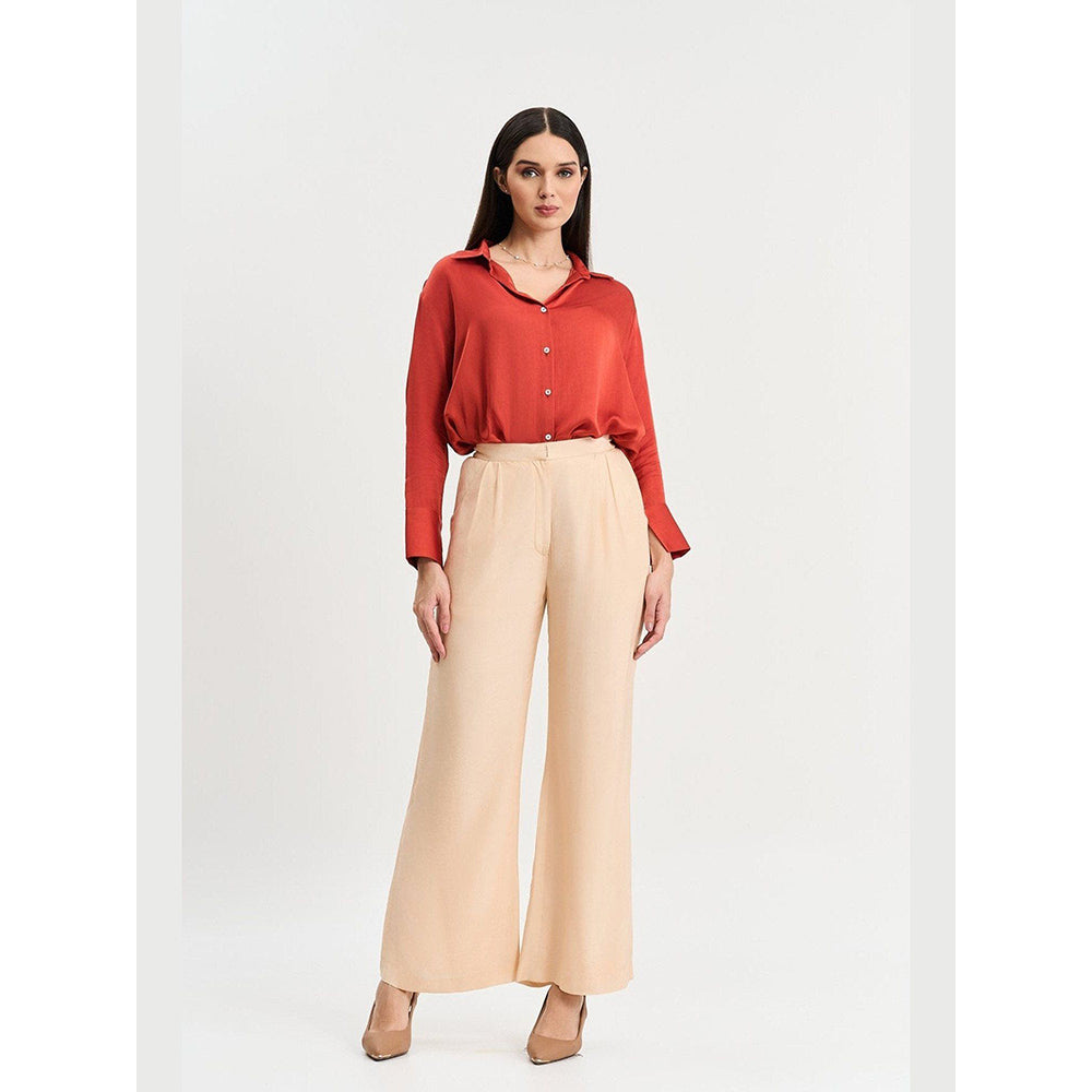 KOSWI Rust Solid Full Sleeves Shirt