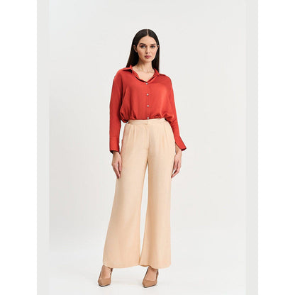 KOSWI Rust Solid Full Sleeves Shirt