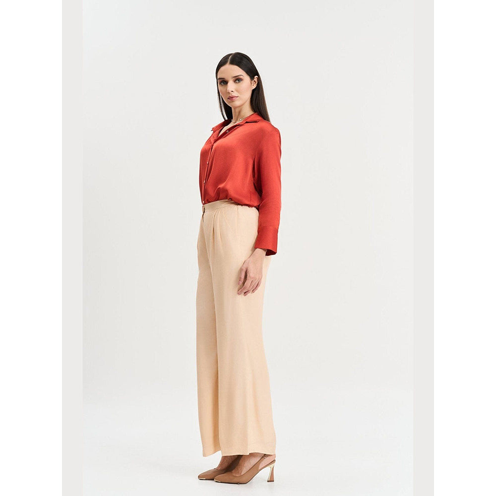 KOSWI Rust Solid Full Sleeves Shirt