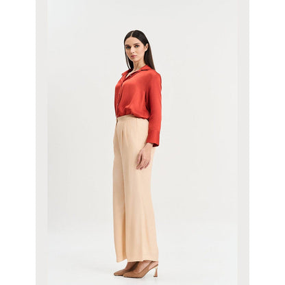 KOSWI Rust Solid Full Sleeves Shirt