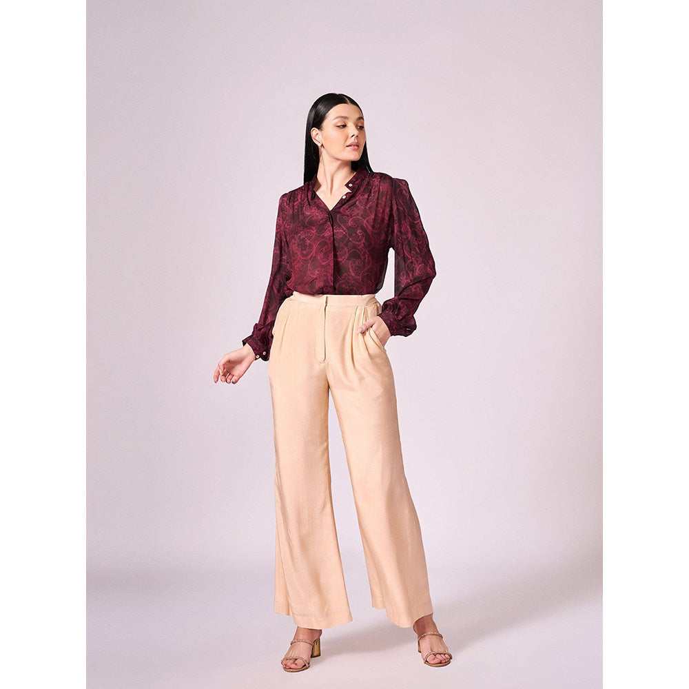 KOSWI Maroon Printed Button Down Shirt