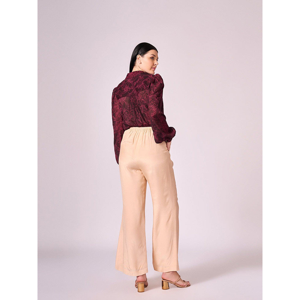 KOSWI Maroon Printed Button Down Shirt