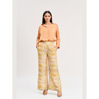 KOSWI Orange Solid Full Sleeves Shirt