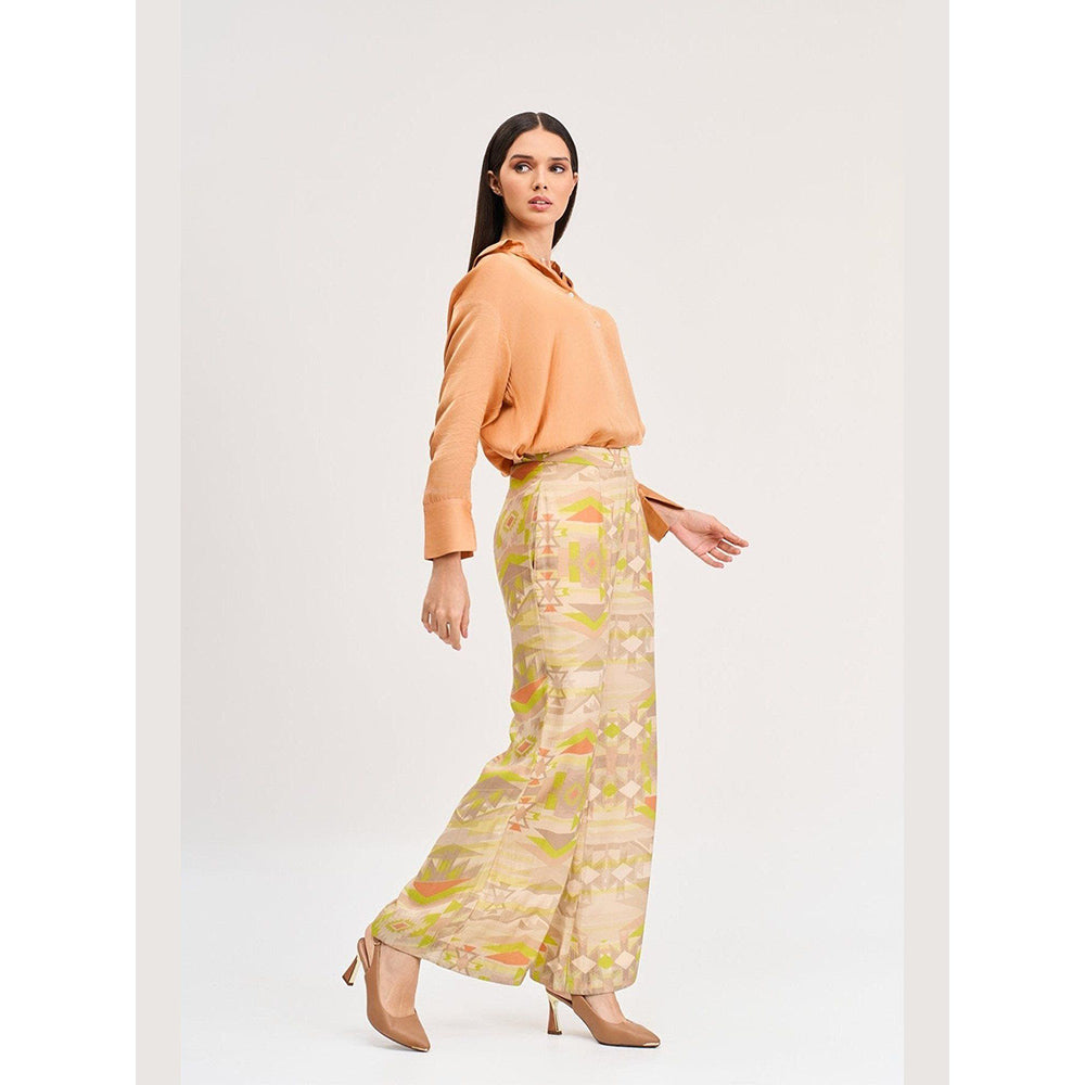 KOSWI Orange Solid Full Sleeves Shirt