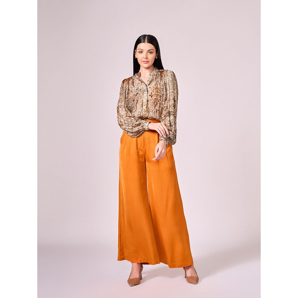 KOSWI Browns Abstract Floral Print Shirt
