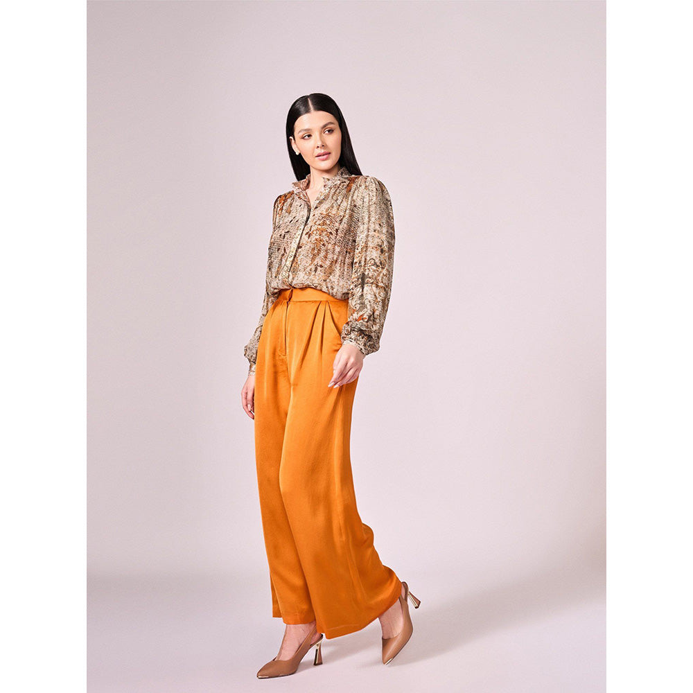KOSWI Browns Abstract Floral Print Shirt