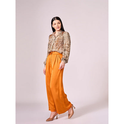 KOSWI Browns Abstract Floral Print Shirt