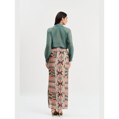 KOSWI Chalk Green Solid Button Down Shirt